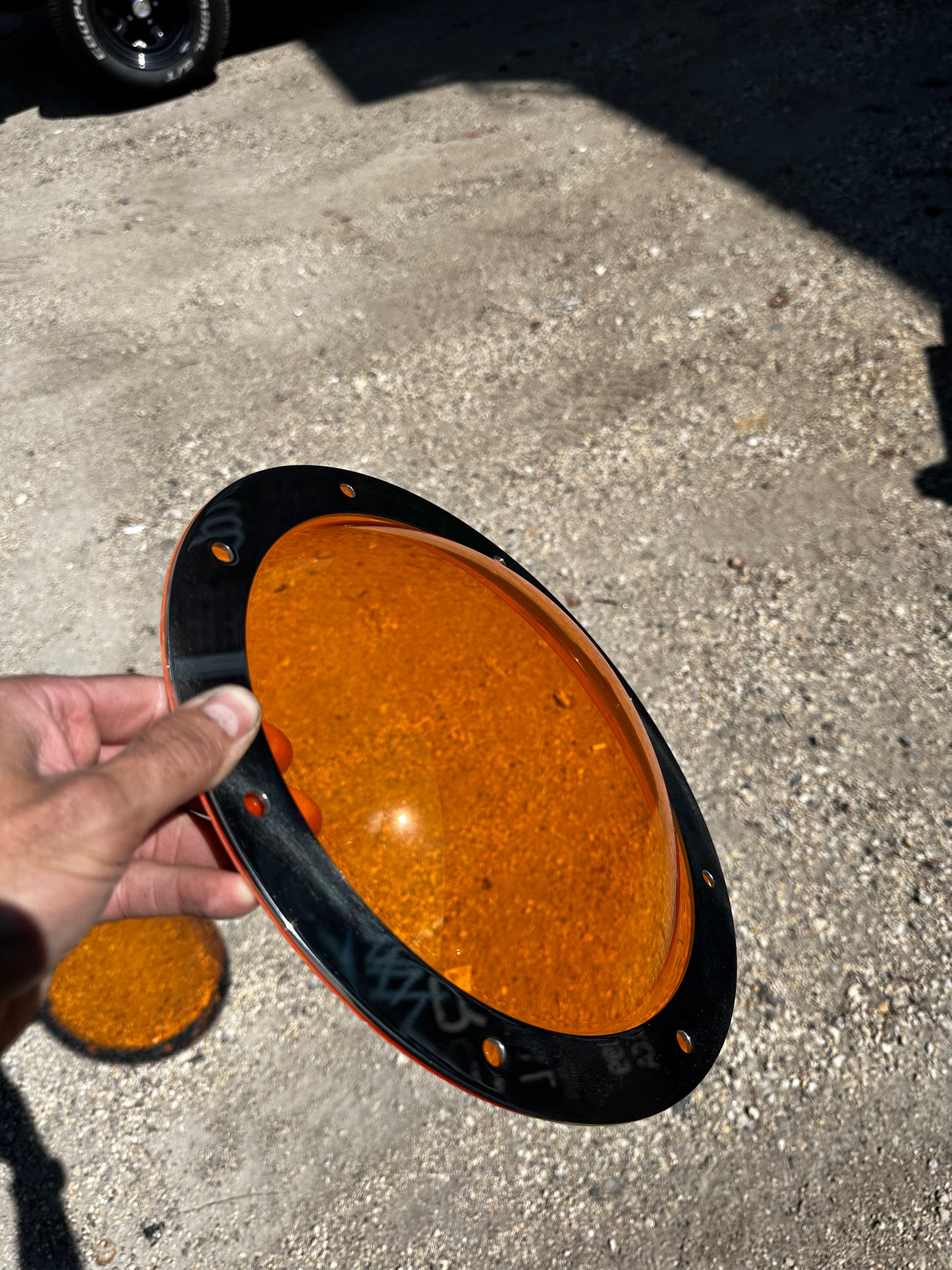 Orange Circle Boogie Window